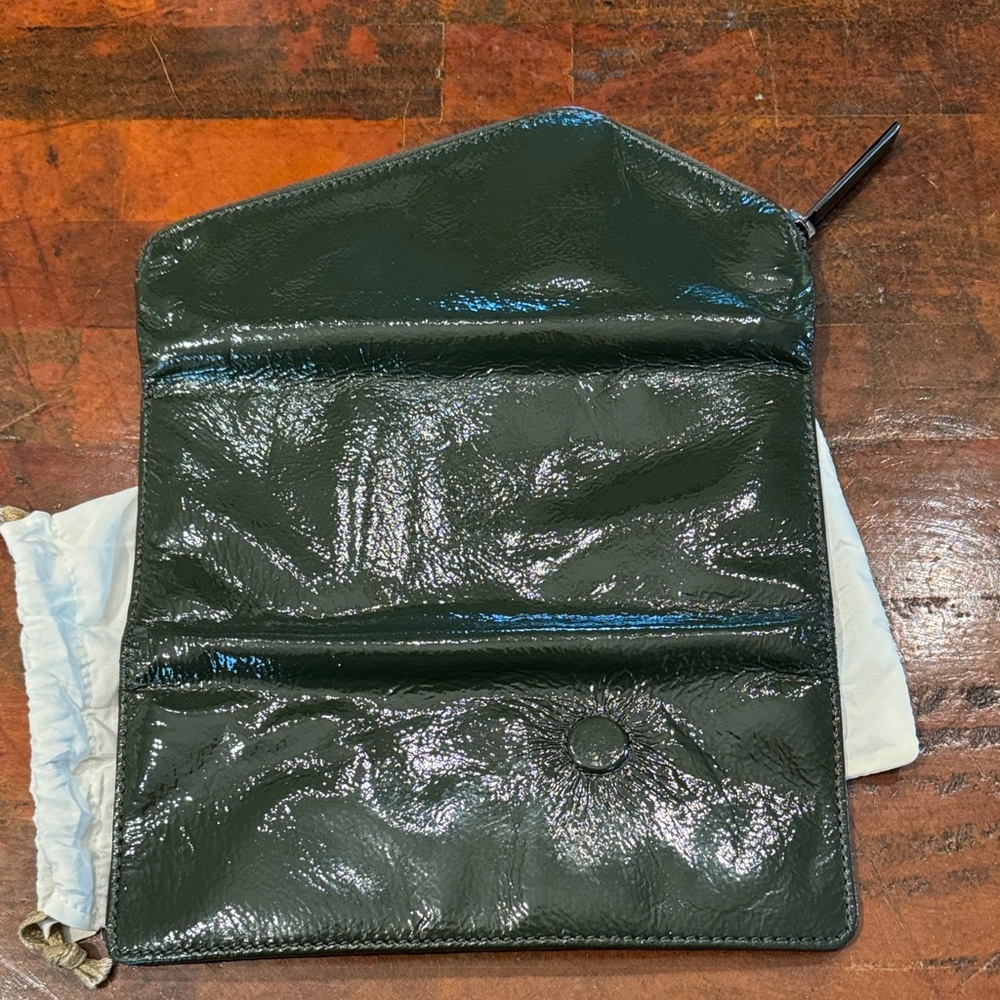 HOBO Dark Green Patent Envelope Wallet Clutch (CLSH) - Picture 5 of 9
